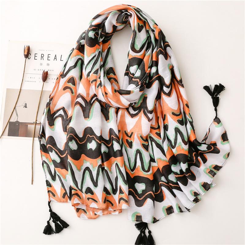Women Luxury Brand Viscose Scarf Sexy Leopard Floral Tassel Shawl Autumn Winter Wrap Pashminas Stole Muslim Hijab Sjaal 180*90Cm