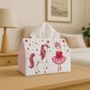 1pc Valentine Decor Cute Illustration Tissue Box Holder Standing Unicorn, Holding Heart, Pink Dress, Scattered Hearts Soft Fabric Decorative Case with