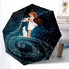 1pc Starry Night Whispering Well Automatic Folding Umbrella - Compact 8-Rib Design, Durable Plastic & Iron, Lightweight for Outdoor Daily Use072