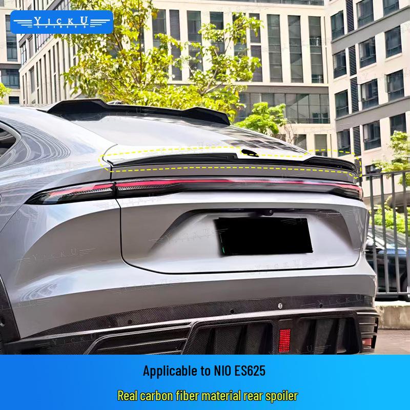 Compatible with NIO EC6: Modified Pluto Style Front Lip, Rear Lip, Top Wing, Tail Wing, Wind Deflector, Fender Trim, and Mirror Cover Kit.