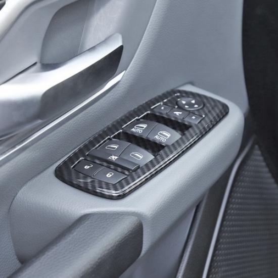 5x Interior Window Lift Switch Panel Cover Trim for Dodge Ram 2018+ Carbon Fiber