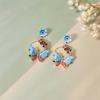 Medieval Palace Butterfly Wreath Earrings French Elegant Temperament Light Luxury High-end Feeling Enamel Oil Painting