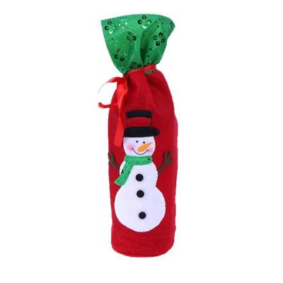 Housse de Bouteille de Vin de Noël à Haute Note Tissu Non-tissé Cordon de Serrage Paillettes Sacs Bonhomme de Neige Cerf Ornement de Noël Navidad Housse de Bouteille