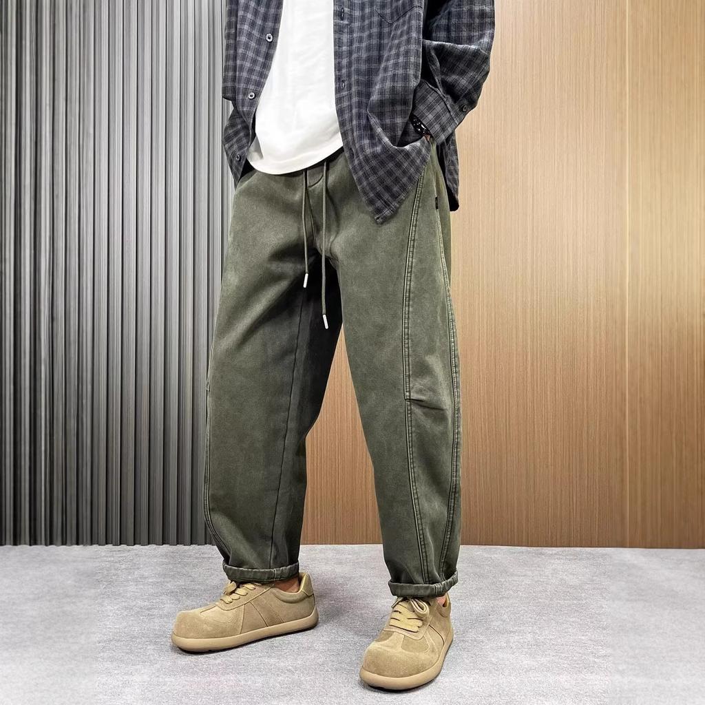 Autumn and Winter Velvet Casual Pants Youth Heavy Sweatpants Boys Loose Casual Sweatpants Spliced Overalls
