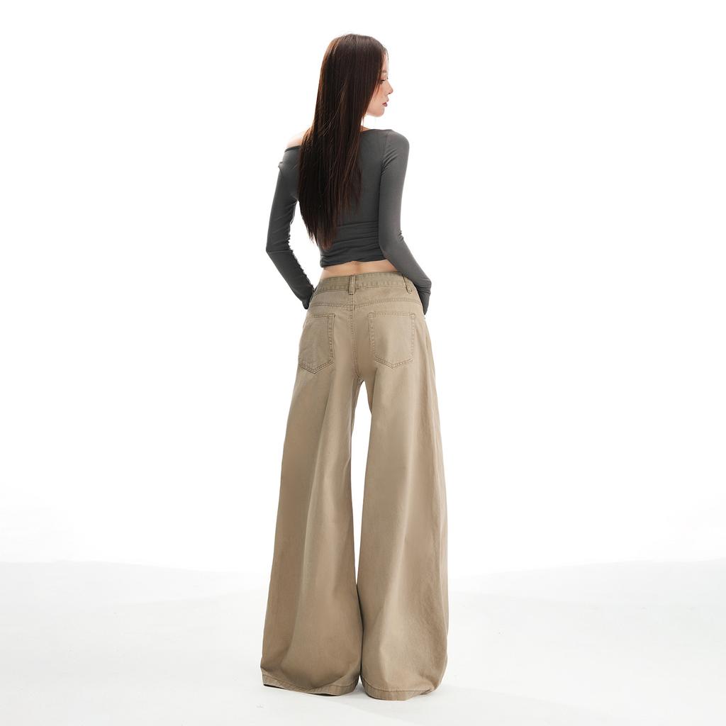 Women's High Waist Wide Leg Jeans Loose Fit Denim Pants Washed Denim Fabric Elegant Streetwear Trousers