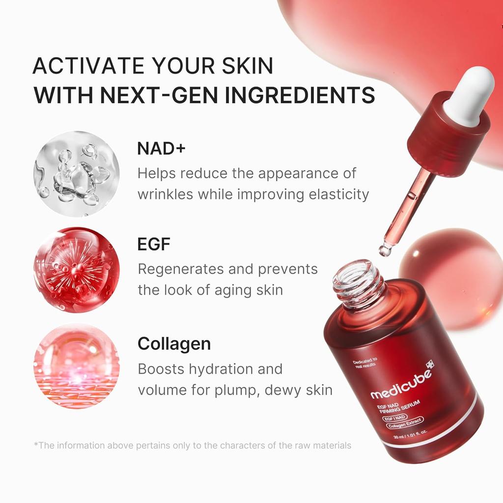 Medicube NAD EGF Verstevigend Serum voor Gezicht & Hals, Anti-Aging Serum met EGF Peptide, NAD & Collageen