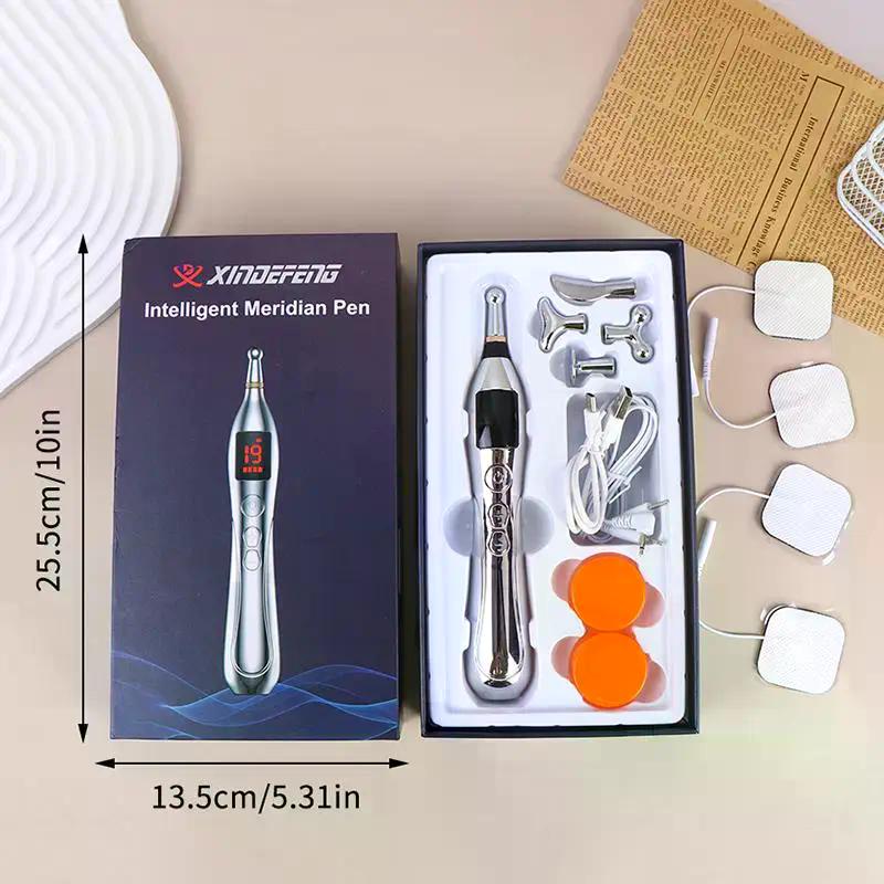 Electric Laser Acupuncture Pen Point Massage Meridian With Electrode Pad Electronic Body Head Back Neck Leg Massage Pen