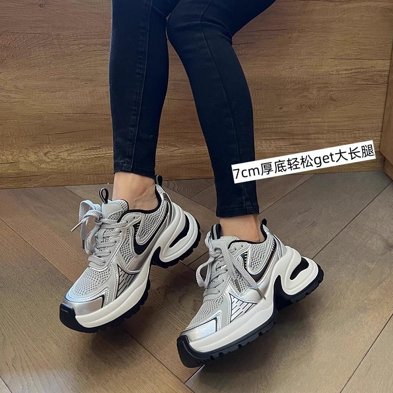 [White Deer Same Style] Qi Yan Dad Shoes Women's 2025 Spring and Summer New Platform Casual Running Sneakers Hiking Shoes