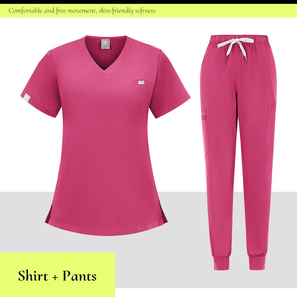 Sjuksköterskeskrubbdräkt i åtta färger - Andningsbar, Svettabsorberande Damuniform för Djursjukhus