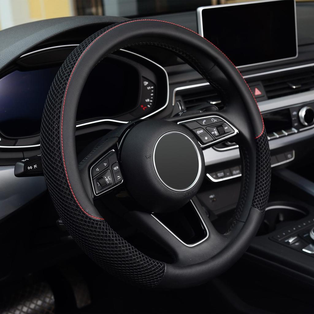 1pc Car Steering Wheel Cover Ice Silk Black For Car