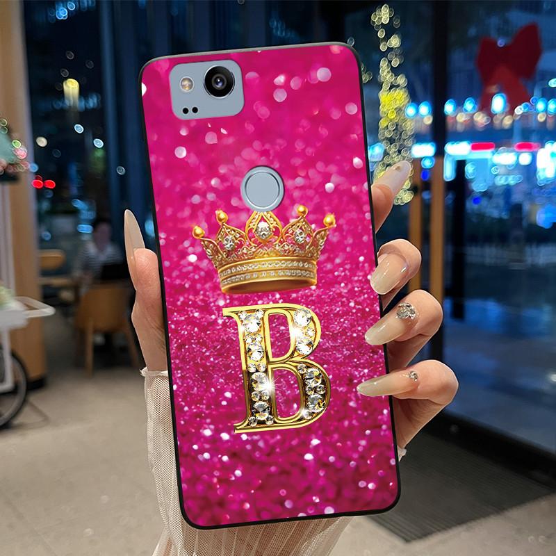 

Letter Crown Couple Case For Google Pixel 2 G011A Soft Silicone Black Case For Google Pixel 2 XL G011C Pattern Shockproof Casing Google Pixel 2