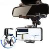 Rotatable Rearview Mirror Phone Holder - Stable Clamp Mount for Smartphone GPS Navigation