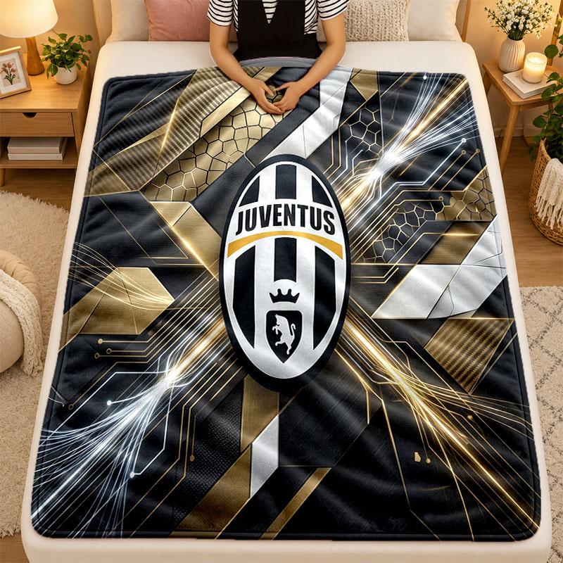 Flanel Battaniye Juventus FC Sıcak Yumuşak Atkı Battaniye İç Mekan Kanepe Yatak Oturma Odası Kullanımı İçin