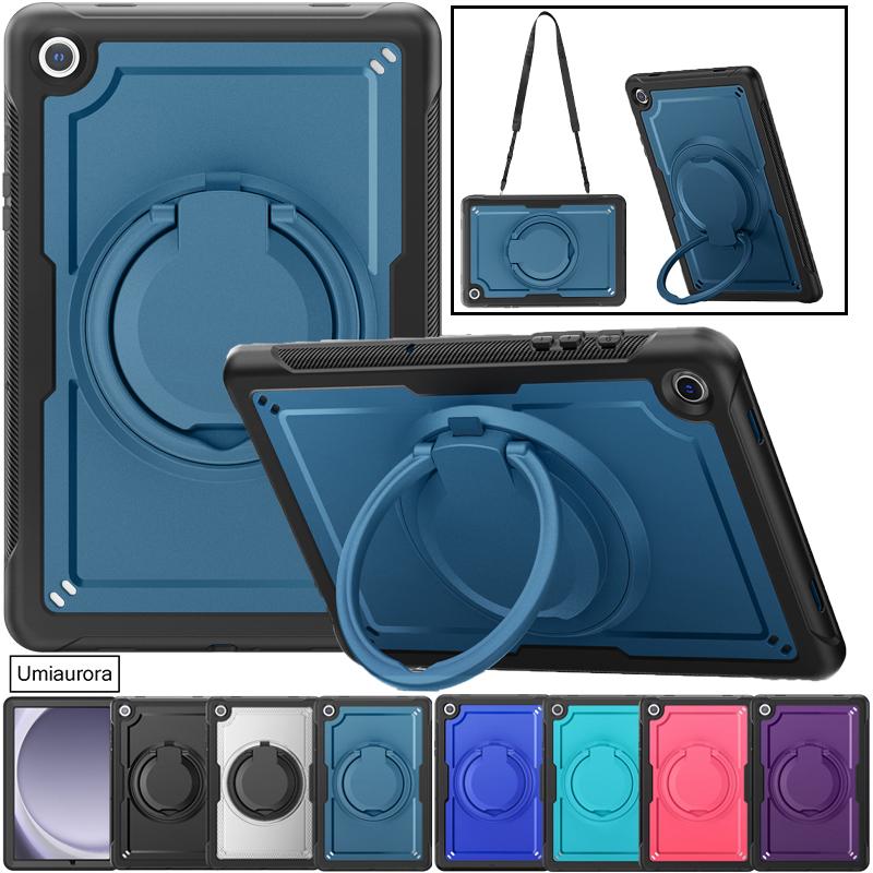 For Samsung Tab A9 8.7 SM-X110 A9+ A11+ Plus 11 Inch SM-X230 X210 X130 Pull Ring Stand Strap Tablet Case Shockproof Armor Funda