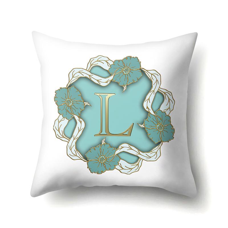 Polyester Pillowcase Home Decoration Gold Printed Pillowcase 26 English Letters Bedside Cushion Cover