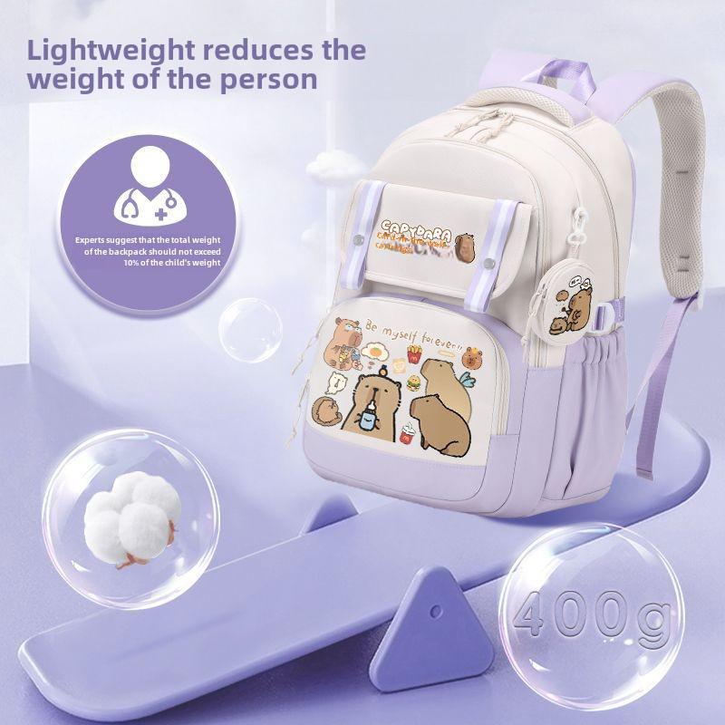 2024 Capybara Girls' Backpack: Stylish, Spacious & Perfect for Grades 1-6