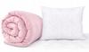 Quilt 160x200cm Warm Quilted All-season Pink and White + Pillow 50x60