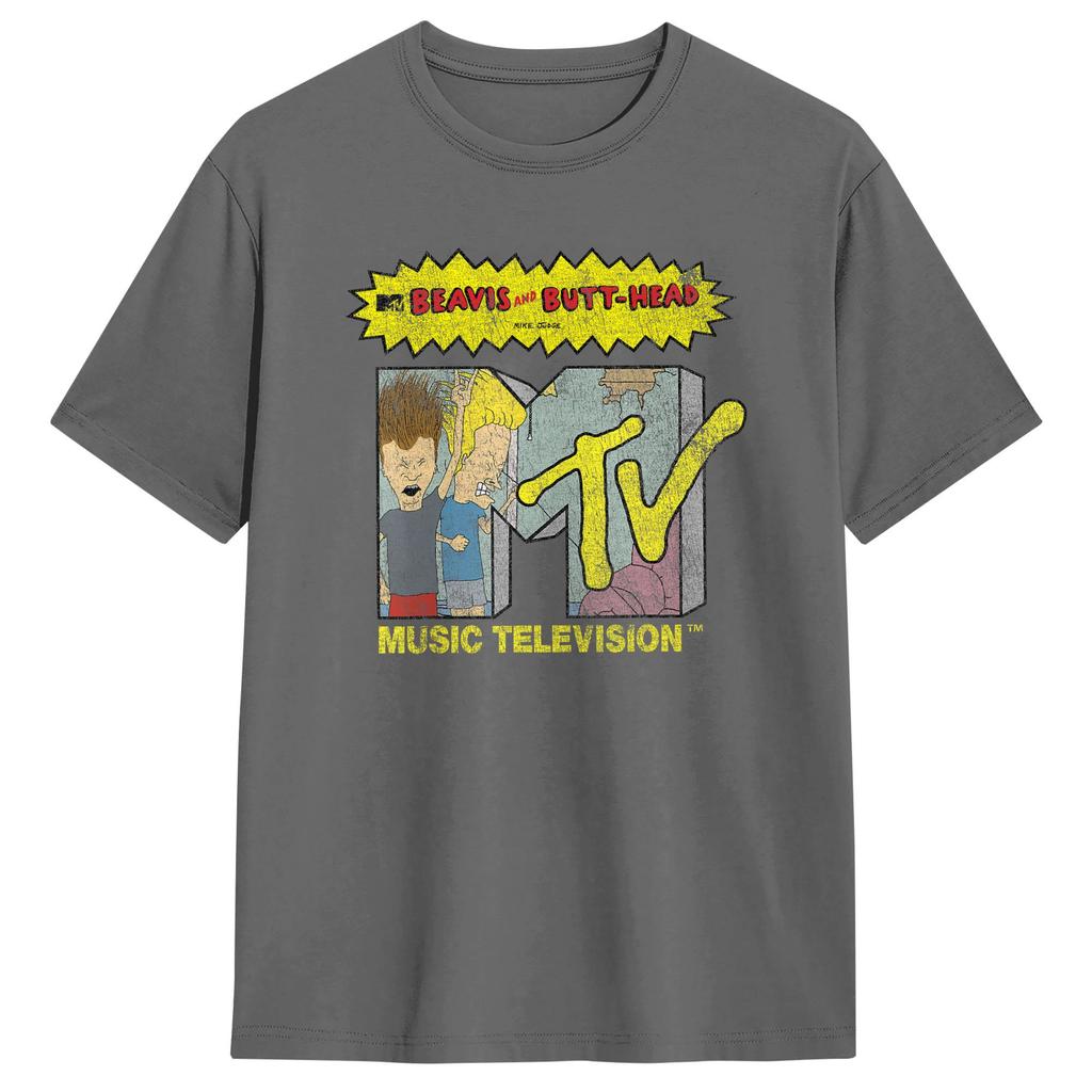 Beavis and ButtHead  MTV Logo TShirts for Unisex  Funny Pure Cotton Tees O Neck Short Sleeve T Shirts Graphic Printed Tops