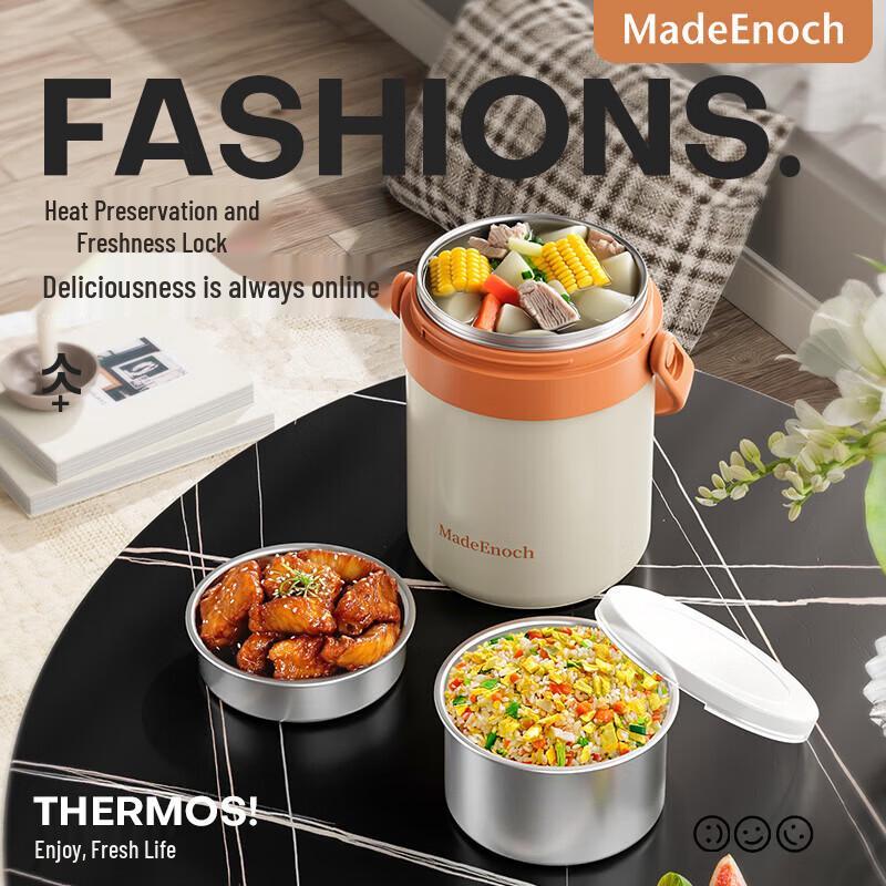 MadeEnoch 2L Insulated 3-Layer Stainless Steel Lunch Box
