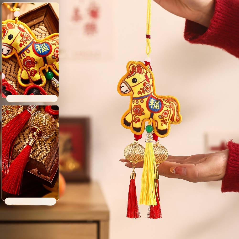 Traditional Spring Festival Pendant 2026 Year of the Horse Lucky for Pony Hanging Fabric Decoration for Home Door and Window