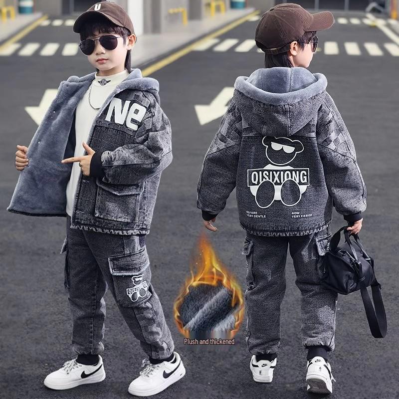Boys' Trendy Korean-Style Denim Set for Fall 2026 - Stylish Autumn Wear for Kids