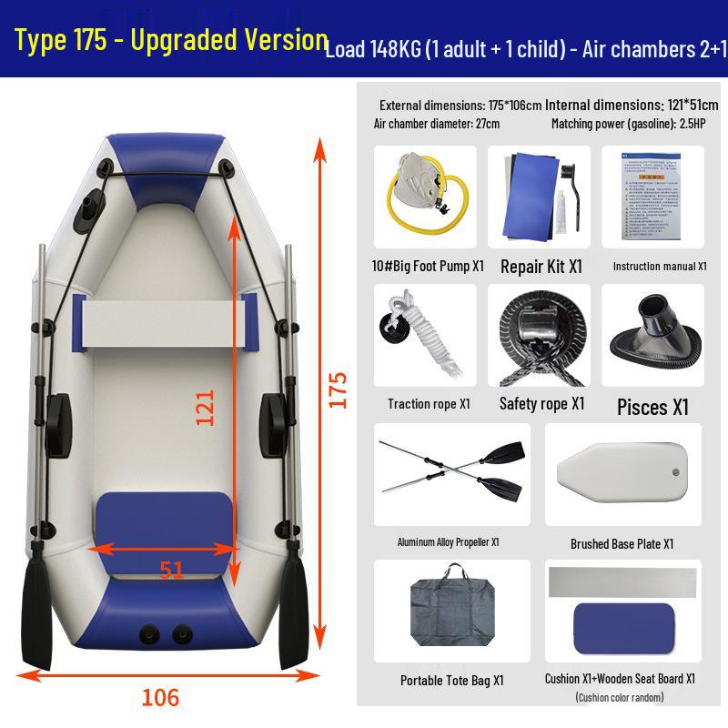 Durable Hard-Bottom Inflatable Rubber Dinghy Kayak for Fishing & Lifesaving