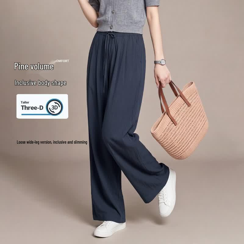 DeMana Women s Relaxed Fit High-Waist Wide-Leg Trousers S