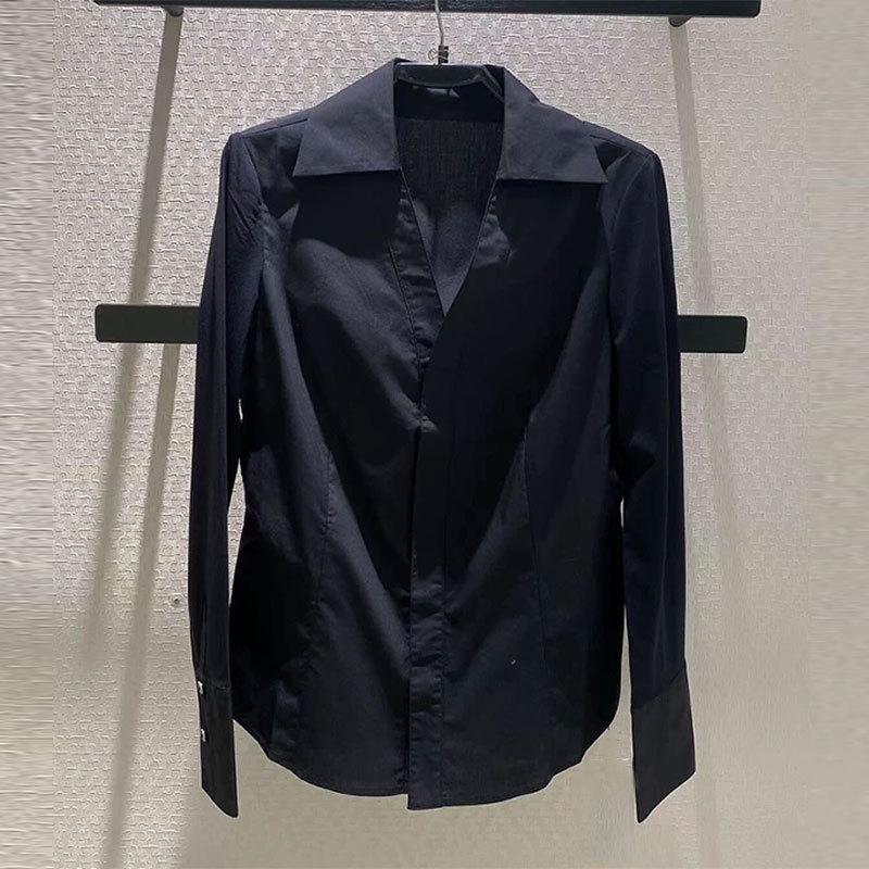 [Shopping mall] 1116 early spring new temperament commuter shirt versatile and thin V-neck long-sleeved shirt 1111818