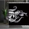 Funny Sea Monster Octopus Shower Curtain Marine Organism Tentacle Black And White Style Bath Curtains Bathroom Decor Fabric Hook