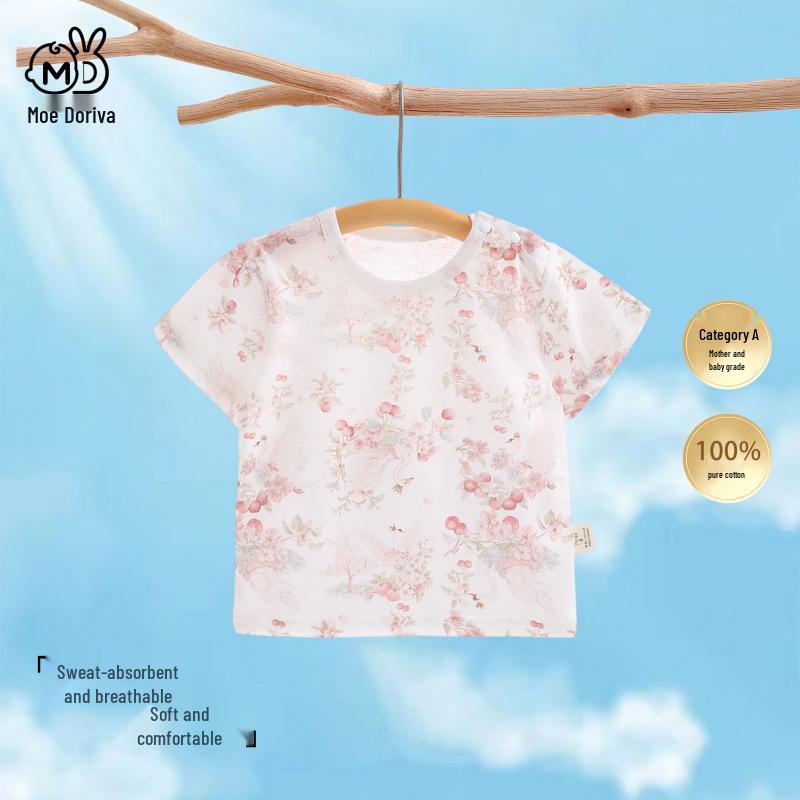 Summer Kids’ Short Sleeve Cotton T-Shirt: Breathable, Sweat-wicking, Skin-friendly