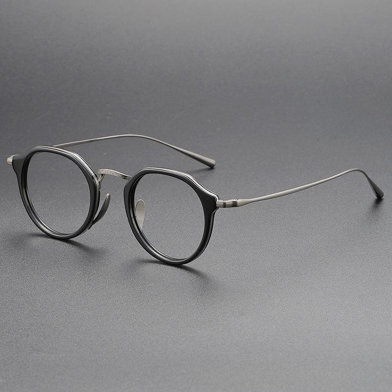 

Japanese Brand Replication Acetate Titanium Glasses Frame Retro Luxury Round Eyeglasses Men Woman Irregular Fashion Eyewear черный серый