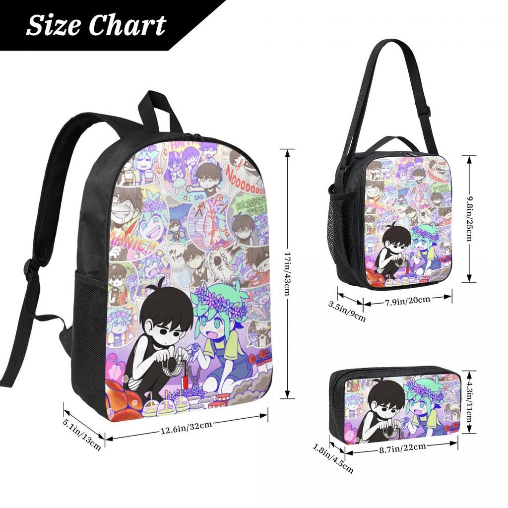Basil Aubrey Omori Kel Hero School Bags Set for Boy Girl Pen Bags Backpack Sets with Lunch Box For School Students Daypack