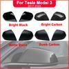 Paste Side Rear View Mirror Protective Cover Carbon Fiber Look Mirror For Tesla Model 3 2017- For Model 3 Highland 2024-2026