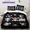 One Piece Straw Hat Pirates Pattern Bedding Quilt Set Quilt Cover Pillowcase Home Birthday Gift(1 * Duvet Cover + 2 * Pillowcase, Without Core)