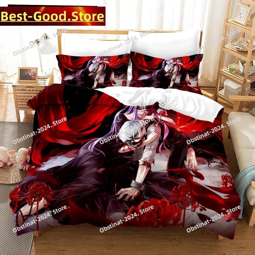 3D Tokyo Ghoul Kaneki Ken Bedding Set Printed Bed Set Duvet Cover Sheet Pillowcase Bed Soft Quilt Cover Full Queen King Size