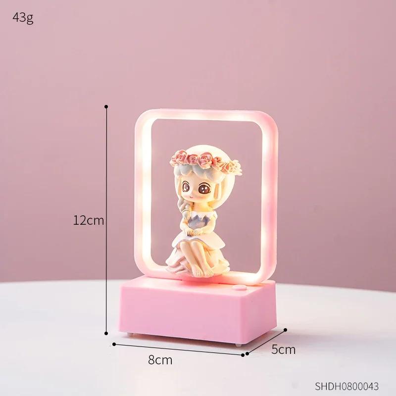 Modern Creative Room Decor Figurine Living Room Decor Girls Sculpture Accessories Cute Home Decor Night Light Ornament Gift