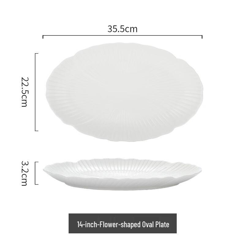 Ru Han 14-inch Cartoon Flower Ceramic Serving Plate