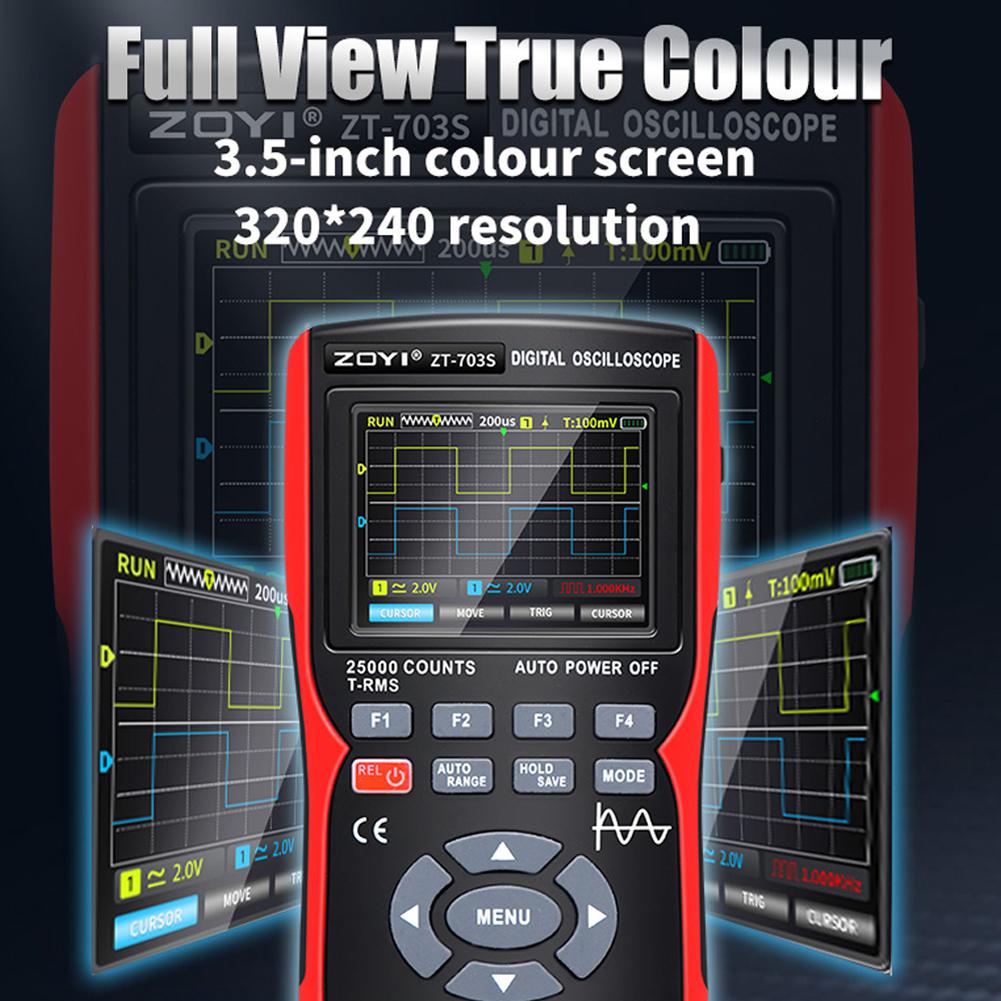 ZOYI ZT703S 3 In 1 Digital Multimeter 50MHz Bandwidth 280MS Rate PC Waveform Data Storage Dual Oscilloscope Signal Generator