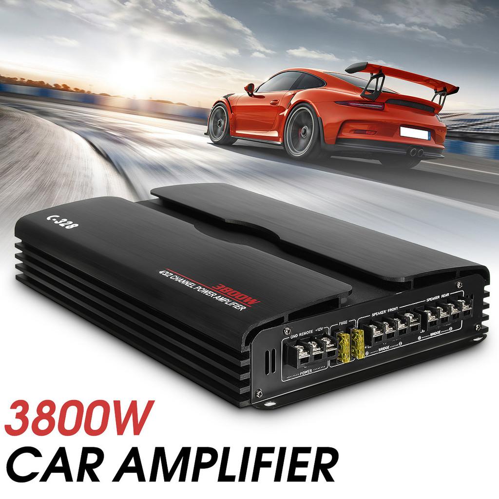 3800W 34*22*6CM 12V 4-Channel HIFI Car Amplifier Portable Car Audio System High Power Stereo Speaker