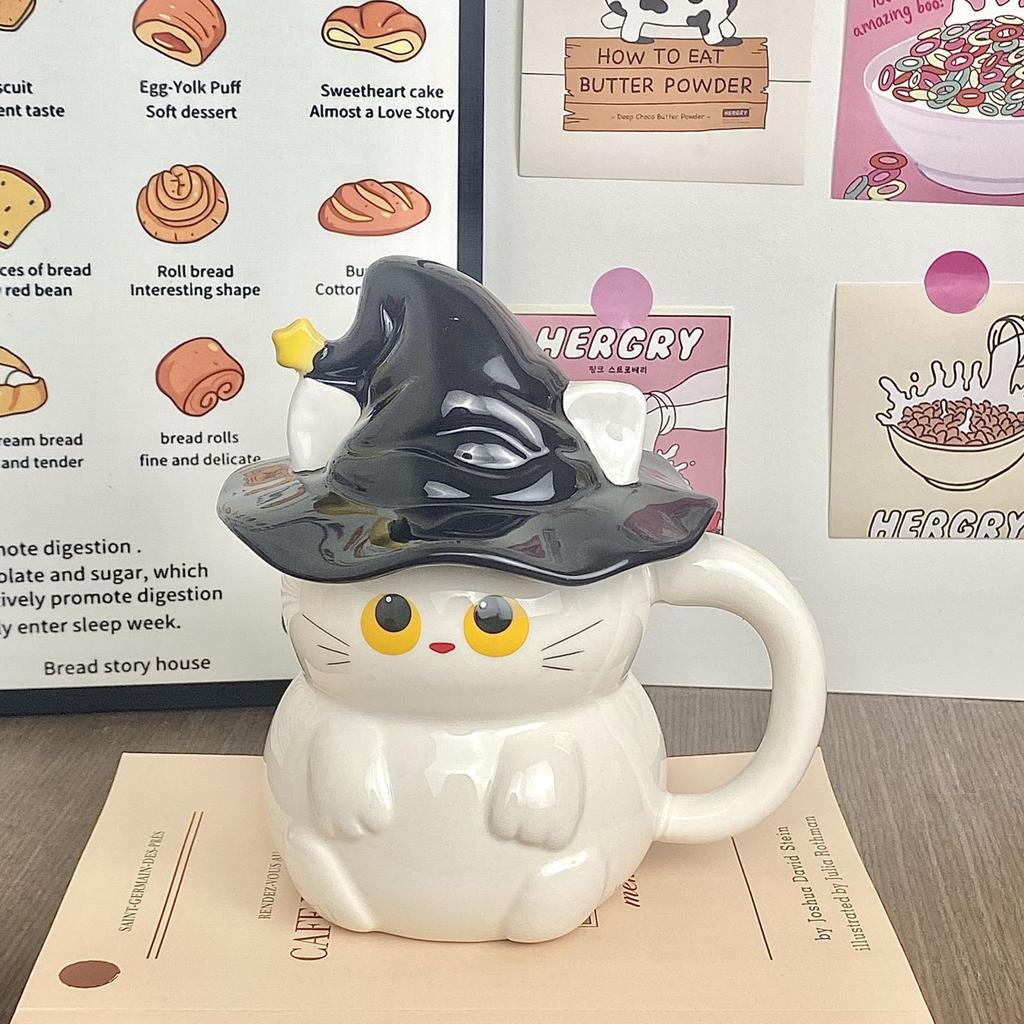 Creative Personality Magic Hat Cat Mug Halloween Ghost Ceramic Cartoon Cup Cute Female Couple Water Cup