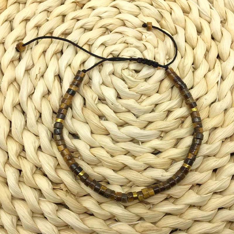 Adjustable Natural Stone Partition Beads Woven Bracelet - Fashionable Women's Bracelet Made of Woven Rope