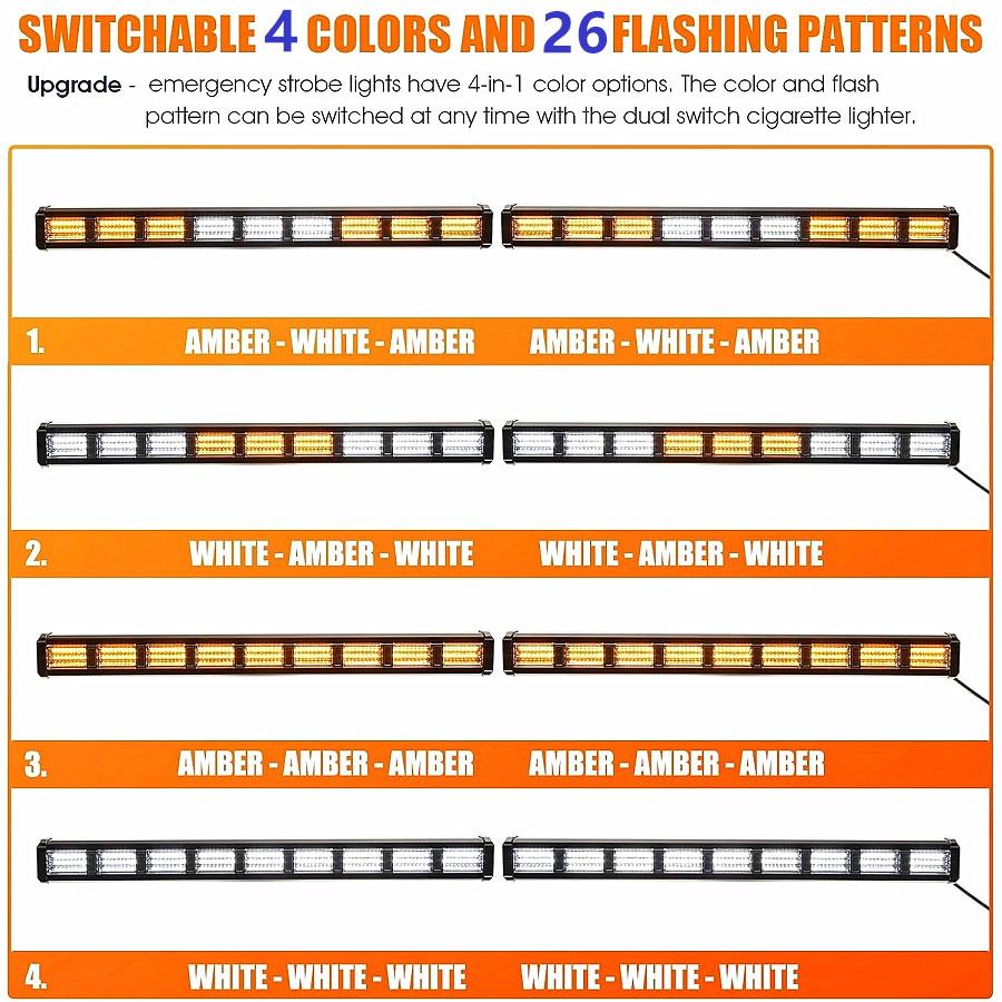 2in1 Auto Dual Color Notlichtleiste Windschutzscheibe 162LED Auto Blinklicht 12-24V Warnleuchte mit Zusatzbeleuchtungsfunktion