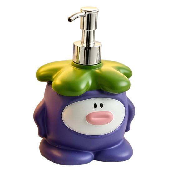 450ML Cartoon Mangosteen Soap Dispenser, Refillable Liquid Hand Soap Shower Gel Container, Bathroom Empty Pump Lotion Bottle
