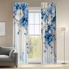 2 Pieces Blue And White Floral Print Door Curta - Machine Washable Polyester For Bedroom, Living Room, Kitchen, Office