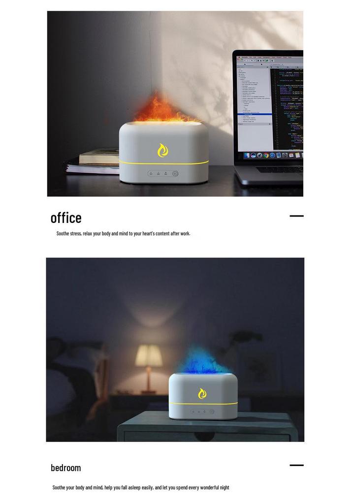 Creative Flame Aromatherapy Diffuser & Humidifier - Simulated Flame Design for Household & Desktop Use