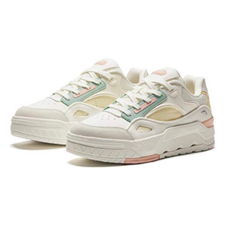 Anta Slip Resistant Abrasion Resistant Low Top Skateboard Shoes Women's White Multicolor 122428054-1