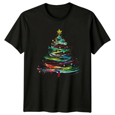 Colorful Christmas Tree Holidays Mens TShirt Womens Tee Graphic Unisex Top Unisex T-Shirt