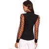 Top da donna in pizzo elasticizzato ampio trasparente a pois a maniche lunghe