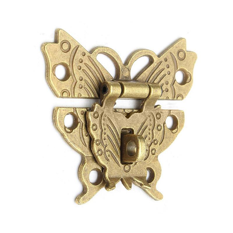 Vintage Butterfly Lock Antique Bronze Hasp Latch Upscale Jewelry Wooden Box Cabinet Lock Case Decorative Hardware Accessory