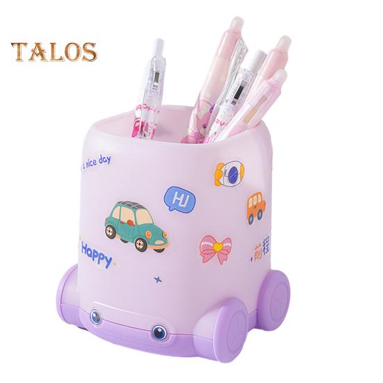 

Настольный держатель для ручек в форме мультяшного автомобиля, многофункциональный настольный органайзер для кистей для макияжа для дома, школы, офиса фиолетовый